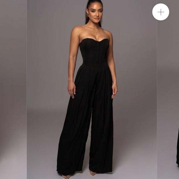 NWOT JLUXLABEL Clara wideleg pleated trousers in black Size small - Picture 2 of 9